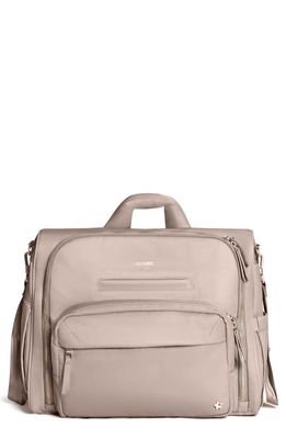 JuJuBe Twill Diaper Backpack Satchel in Taupe