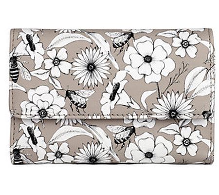 Julia Buxton Bees & Flowers Mid Sized Trifold W allet