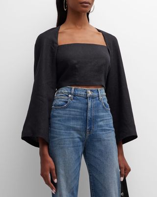 Julia Cutout Fitted Bell-Sleeve Top