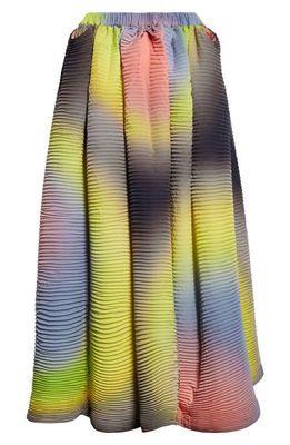 Julia Heuer Gaie Mixed Color Pleated Crepe Skirt in Rain