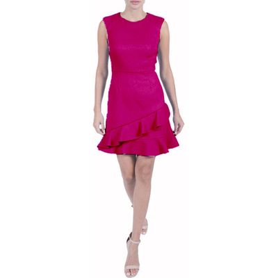 Julia Jordan Double Flounce Sleeveless Dress in Deep Pink 