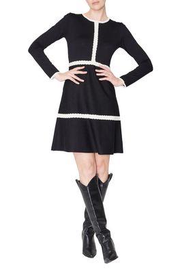 Julia Jordan Falre Long Sleeve Knit Dress in Black/Ivory