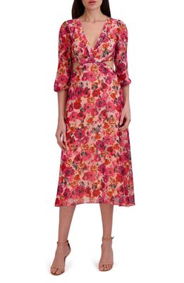 Julia Jordan Floral Cutout Midi Dress in Pink Multi