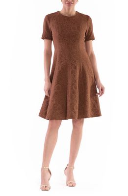 Julia Jordan Floral Jacquard Fit & Flare Dress in Cocoa 