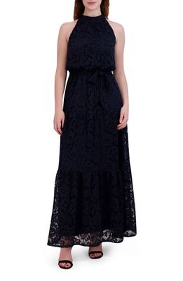 Julia Jordan Halter Neck Lace Dress in Navy