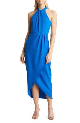Julia Jordan Knot Neck Halter Dress in Blue