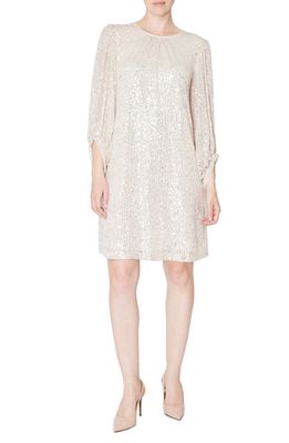 Julia Jordan Long Sleeve Sequin Minidress in Ivory/Silver