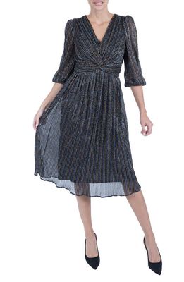 Julia Jordan Metallic Stripe Dress in Black Multi