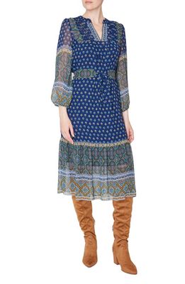 Julia Jordan Mixed Paisley Midi Dress in Navy Multi