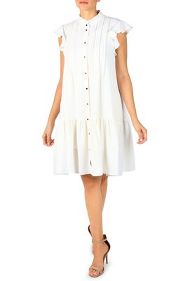 Julia Jordan Ruffle Pleated Shift Dress in Cream