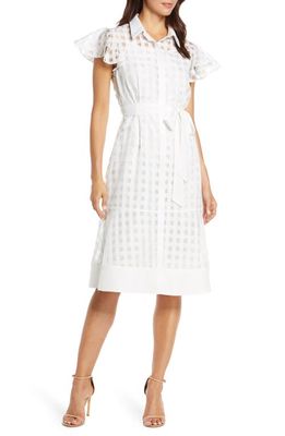 Julia Jordan Ruffle Sleeve Shirtdress in Ivory