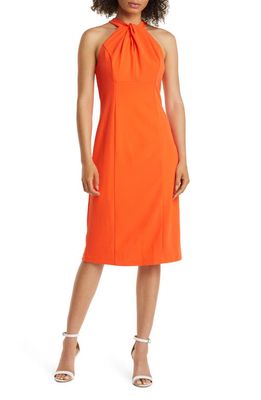Julia Jordan Twist Neck Sheath Dress in Orange