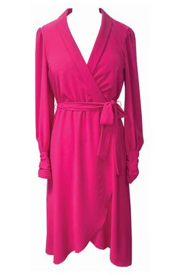 Julia Jordan Wrap Front Long Sleeve Dress in Raspberry