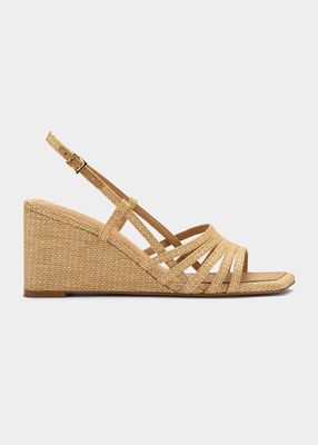 Julia Raffia Slingback Wedge Sandals