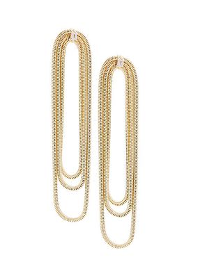 Juliana 14K-Gold-Plated & White Sapphire Snake-Chain Drop Earrings