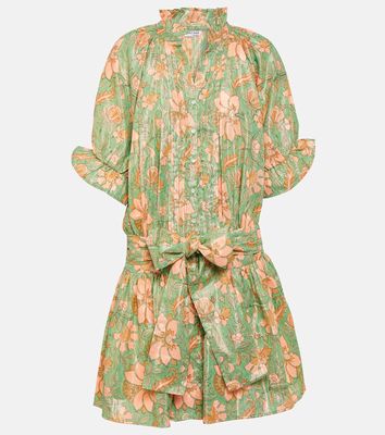 Juliet Dunn Floral cotton-blend lamé minidress