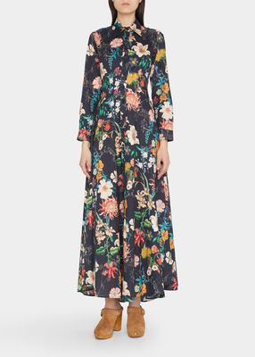 Juliette Floral-Print Maxi Shirtdress