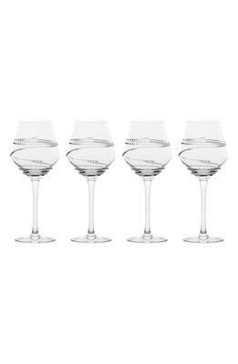 Juliska Chloe Set of 4 Stem White Wine Glasses Gift Box in Clear