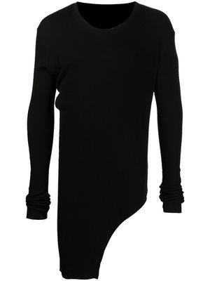 Julius asymmetric hem jersey T-shirt - Black