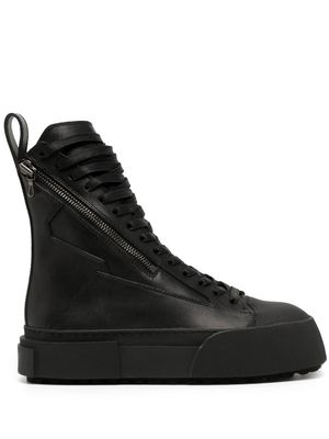 Julius asymmetrical zip fastening leather boots - Black