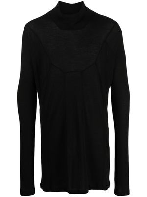 Julius bonded-seam high-neck cotton T-shirt - Black
