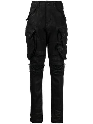 Julius coated-finish cargo jeans - Black