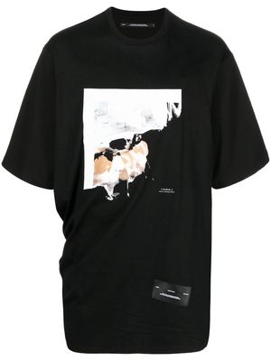 Julius draped graphic-print T-shirt - Black
