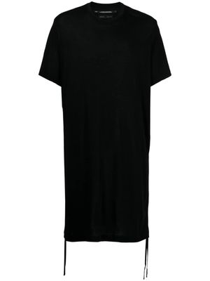 Julius drawstring side-ruched long T-shirt - Black