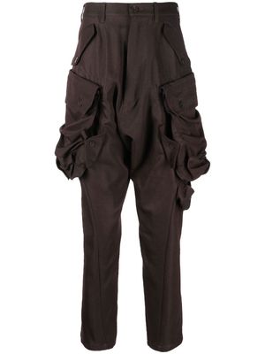 Julius drop-crotch cargo trousers - Brown