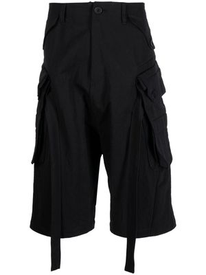 Julius drop-crotch cotton blend shorts - Black