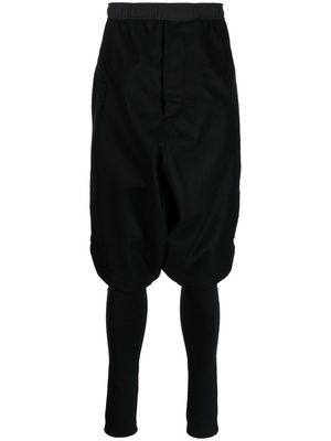 Julius drop-crotch wool-blend trousers - Black
