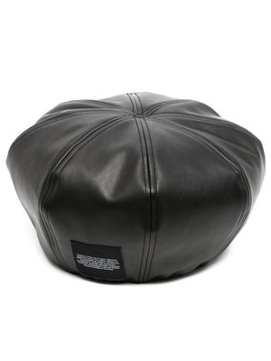 Julius faux-leather beret cap - Black