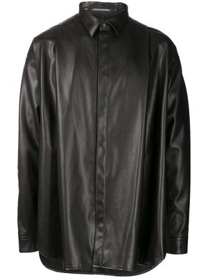 Julius faux-leather long-sleeve shirt - Black