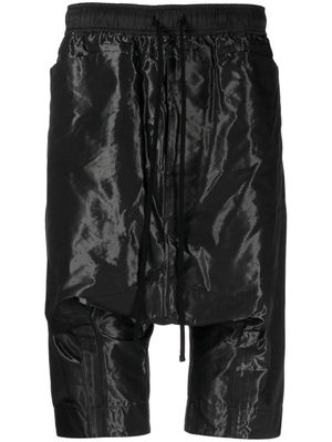Julius high-shine drop-crotch shorts - Black