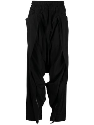 Julius layered drop-crotch track pants - Black