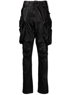 Julius leather tapered-leg cargo pants - Black