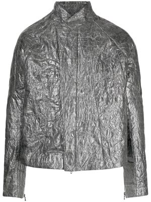 Julius metallic crinkled biker jacket - Silver