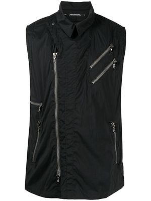 JULIUS multiple-pocket zip-up gilet - Black