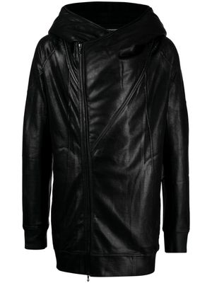 Julius off-centre faux-leather jacket - Black