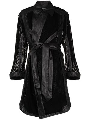 Julius panelled mesh mid-length coat - Black