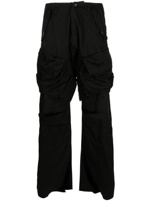 Julius panelled ruched cargo trousers - Black
