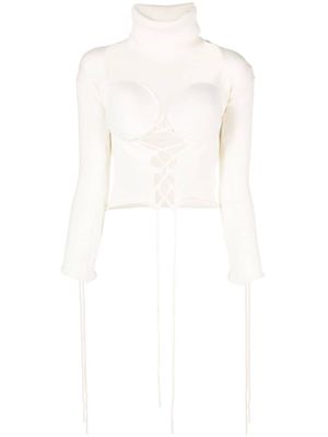 Julius ruched-detail sweetheart-neck top - White