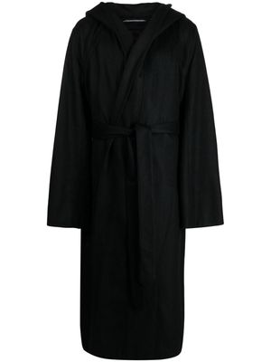 Julius slouch-hood belted-waist coat - Black