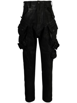 Julius straight-leg coated cargo trousers - Black