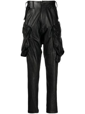 Julius straight-leg leather cargo trousers - Black
