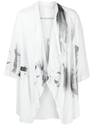 JULIUS tie-dye open-front shirt - White