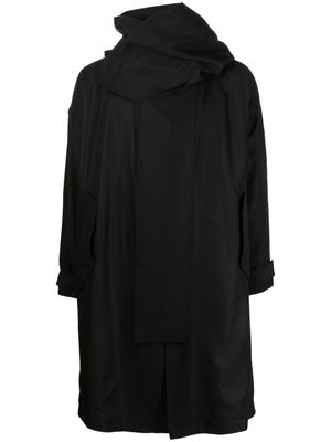 Julius wrap-neck mid-length coat - Black