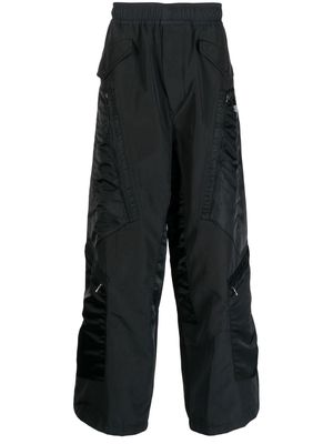 Julius zip-panel baggy trousers - Black