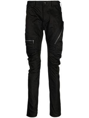 Julius zip-pocket satin skinny trousers - Black