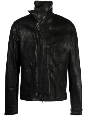 Julius zipped coated biker jacket - Black